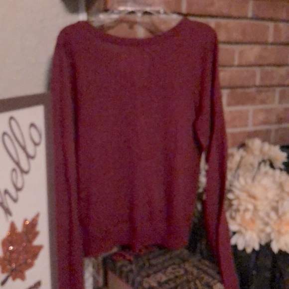NWT Vintage Hollister burgundy cardigan sweater. Velour strip on pockets. - Picture 7 of 10
